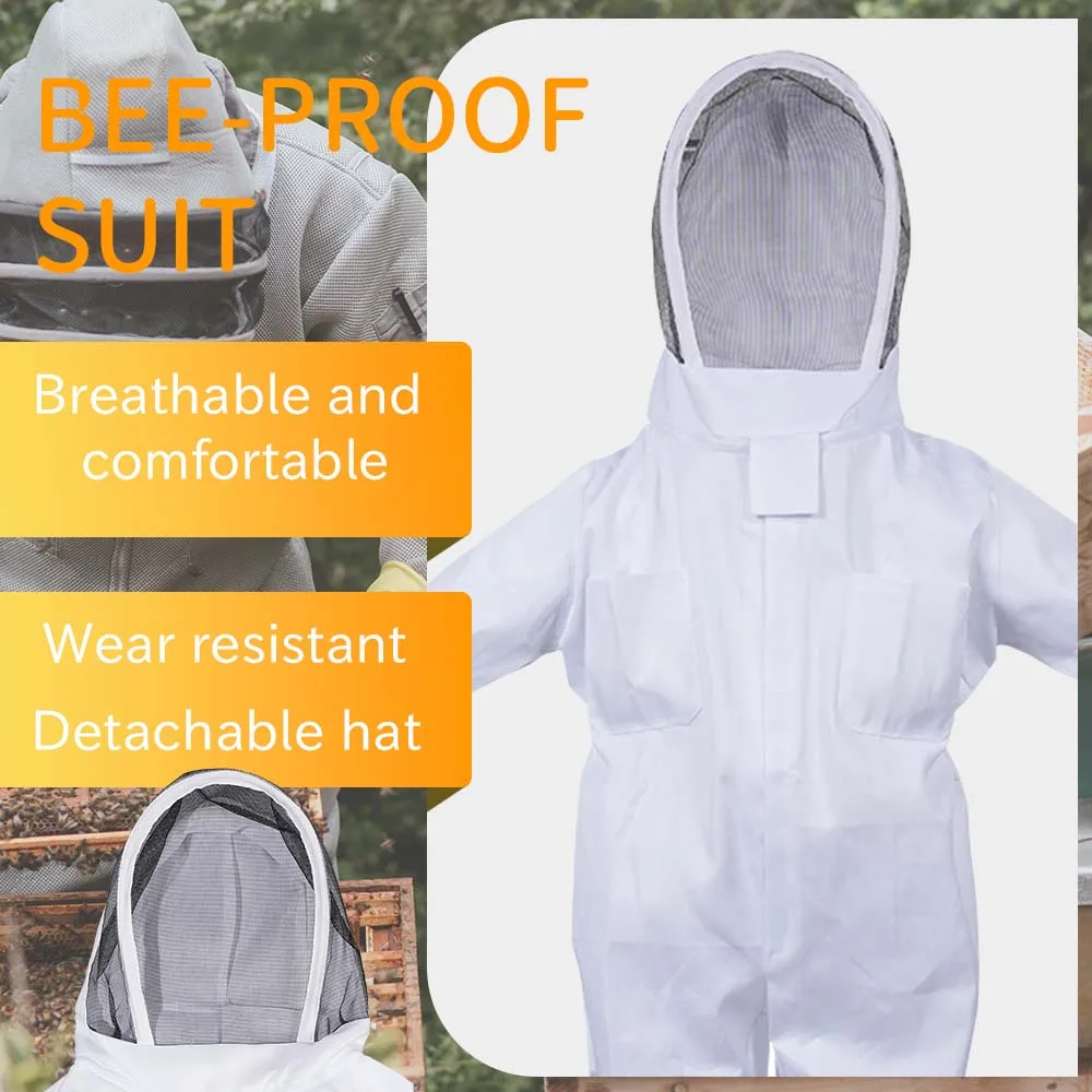 

Beekeeping Protective Clothing Professional Full Body Suit Clothes Beekeeper Costume Veil Hood Hat Anti-Bee Gloves Equipment