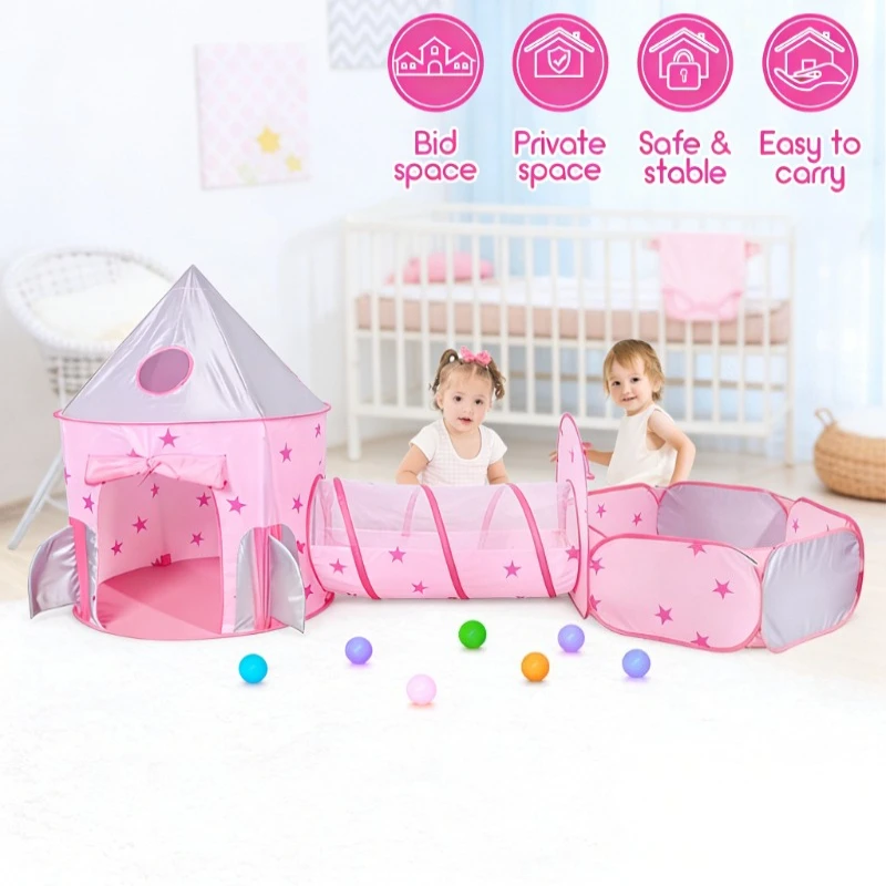 

Детская палатка IMBABY 3 в 1: игровая палатка, бассейн с шариками и тоннель для ползания, складная палатка-манеж, уличные игрушки для детей