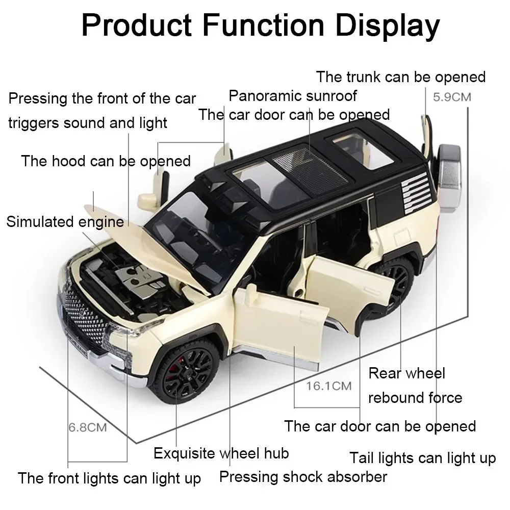 1:32 YangWang U8 Prado Giocattolo Modello di Auto In Lega Pressofusa Simulazione Fuoristrada Tirare Indietro Suono Luce Porte Aperte per I Ragazzi Regali