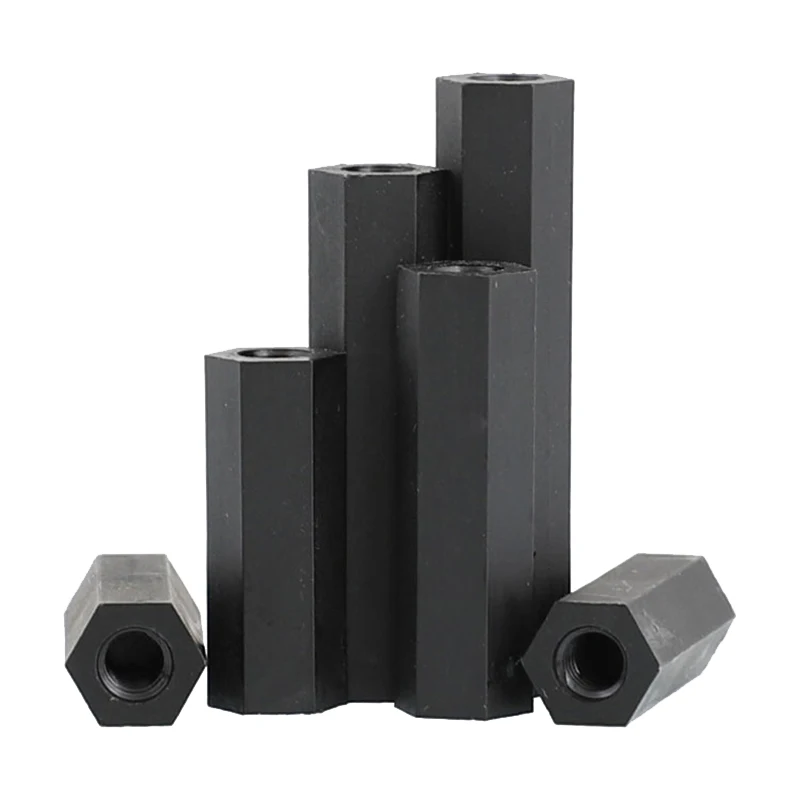 50pcs/lot M2 M2.5 M3 M4*L Black Nylon Hex Standoff Spacer Female to Female length 5~50mm