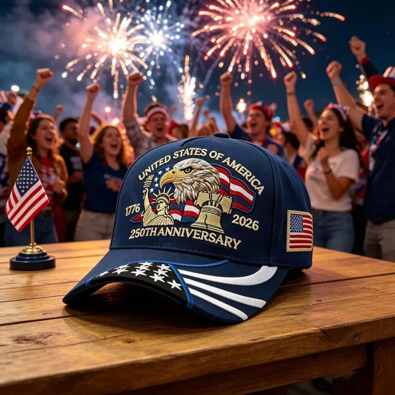 Summer 250th Anniversary USA Hat Embroidered Patriotic Baseball Cap 1776-2026 Independence Day Cap Adjustable Hat for Men Women