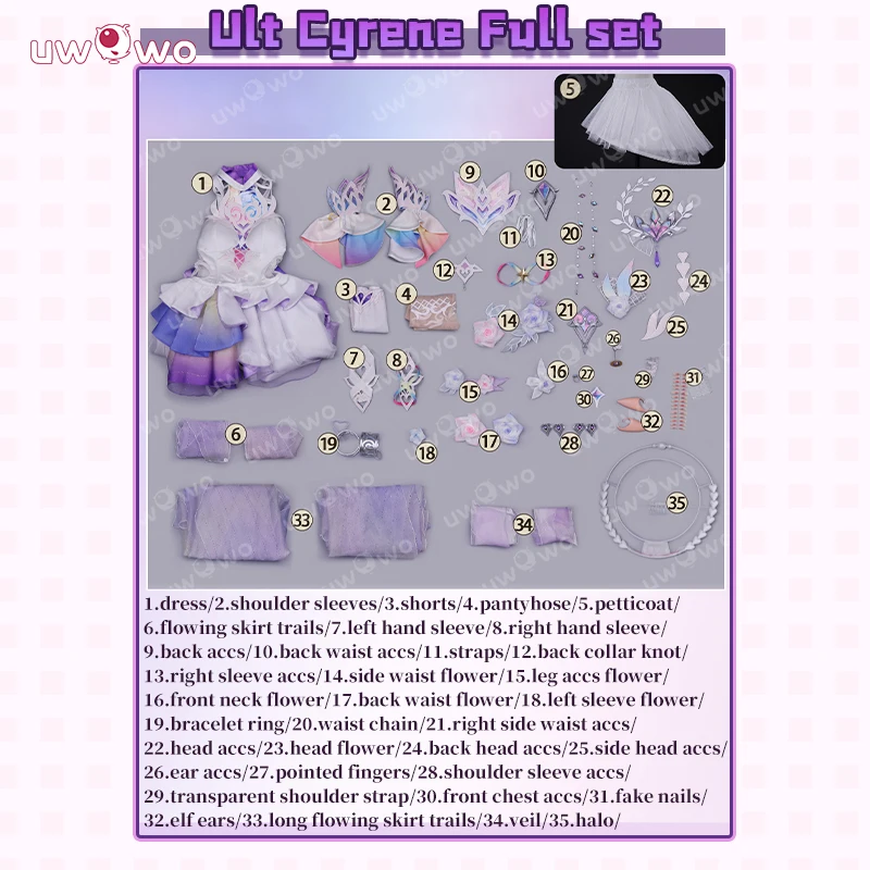 UWOWO Cyrene Cosplay Collab Serie: Spiel Honkai: Star Rail Upgrade Cyrene Cosplay Kostüm S-2XL Halloween Kostüm