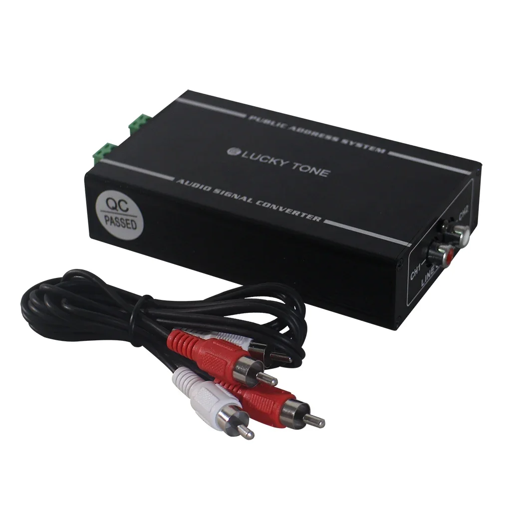 Public Address System 2 Channel Audio Signal Converter with 100V Speaker in and RCA Out