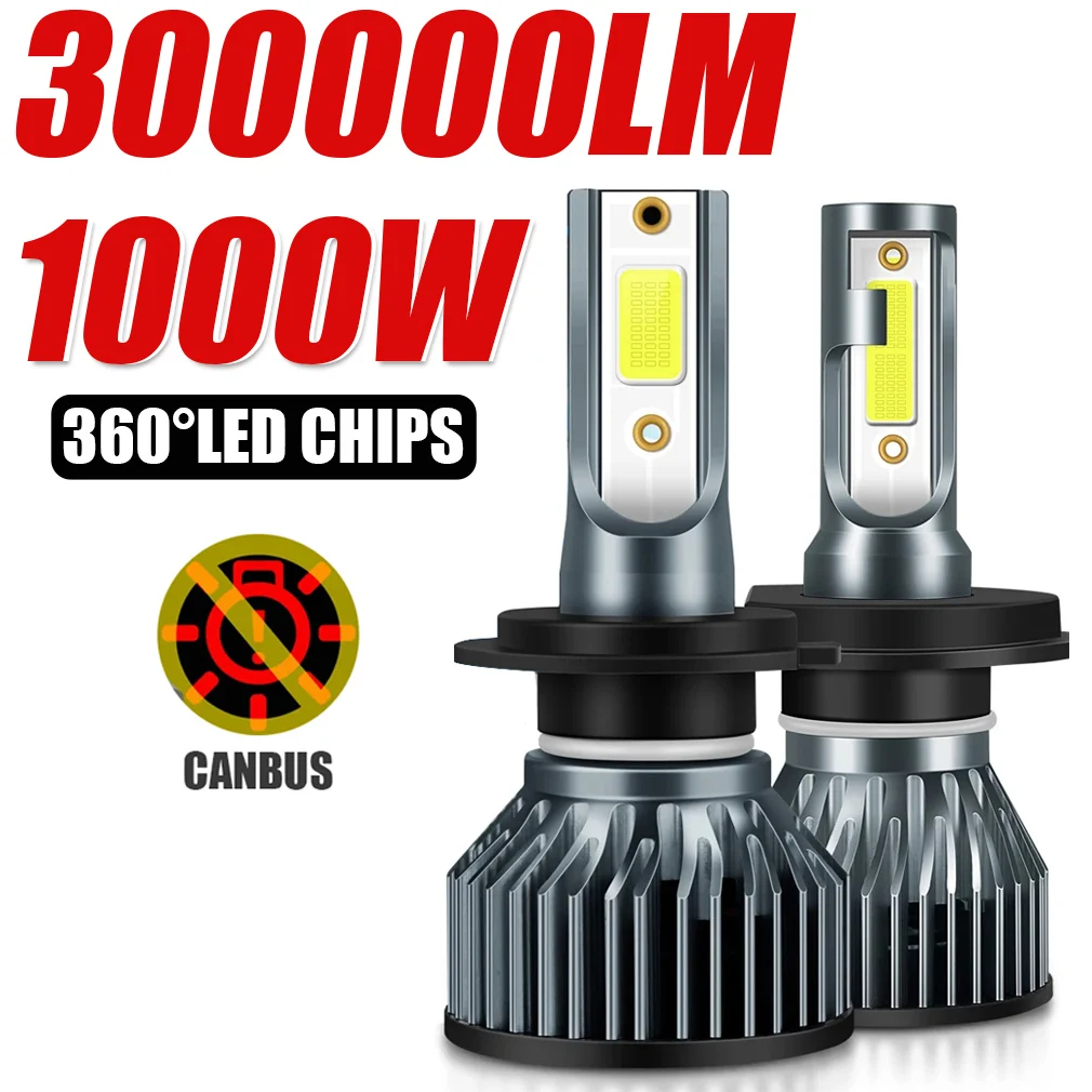 

1000W H7 H4 Led Lamp Four Copper Tube Headlight Bulbs For Car H1 H8 H9 H11 HB3 9005 HB4 9006 Led Auto Fog Lights 6000K