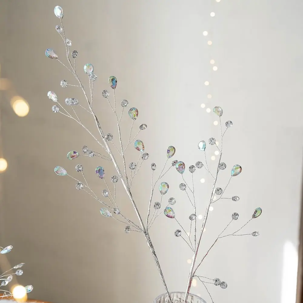 Transparent Artificial Glitter Christmas Branches Acrylic DIY Simulated Christmas Crystal Stem Sequins Realistic