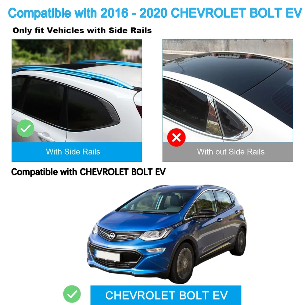 Roof bars For CHEVROLET BOLT EV/ BOLT [2016- 2017 2018 2019 2020] Aluminum Alloy Side Bars Cross Rails Roof Rack Luggage