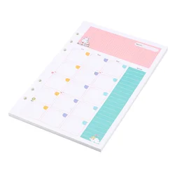 Loose Leaf Planner Insert Filler Paper Weekly Refill Monthly Refills A5 Horizontal Grid  Colorful A5 Size 6 Holes Loose Leaf