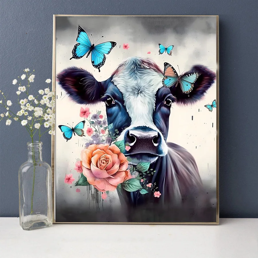 Doodle calf 5D diamond painting kits Wall Art abstract pictures Artwork butterfly cow full diamond embroidery mosaic home decor