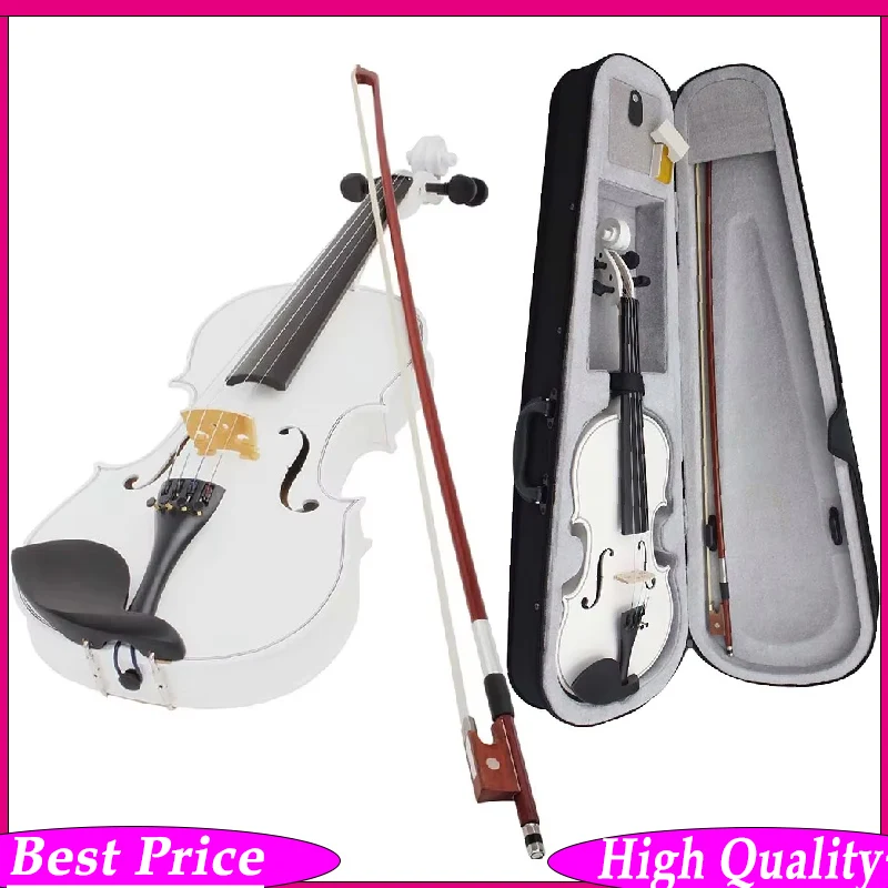 4/4 Acoustic Violin Set - Solid Wood Beginners Violino Basswood Body with Case & Bow  Fiddle Accessories