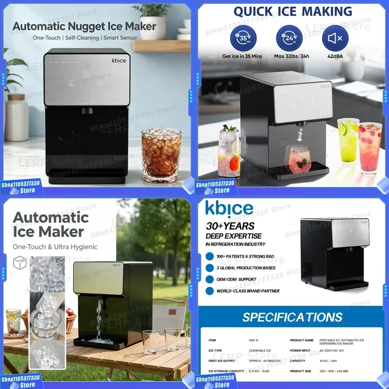 2026 Hot-selling Portable Ice Cube Machine Desktop Ice Crusher for Kitchen Soft Ice Cube Machine Self-Cleaning