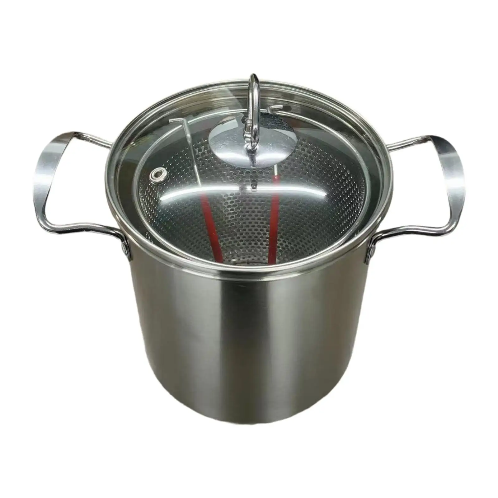 Deep Fry Pot with Handle with Strainer Basket and Lid Kitchen Frying Pot for Chicken French Fries Dining Room Kitchen Party