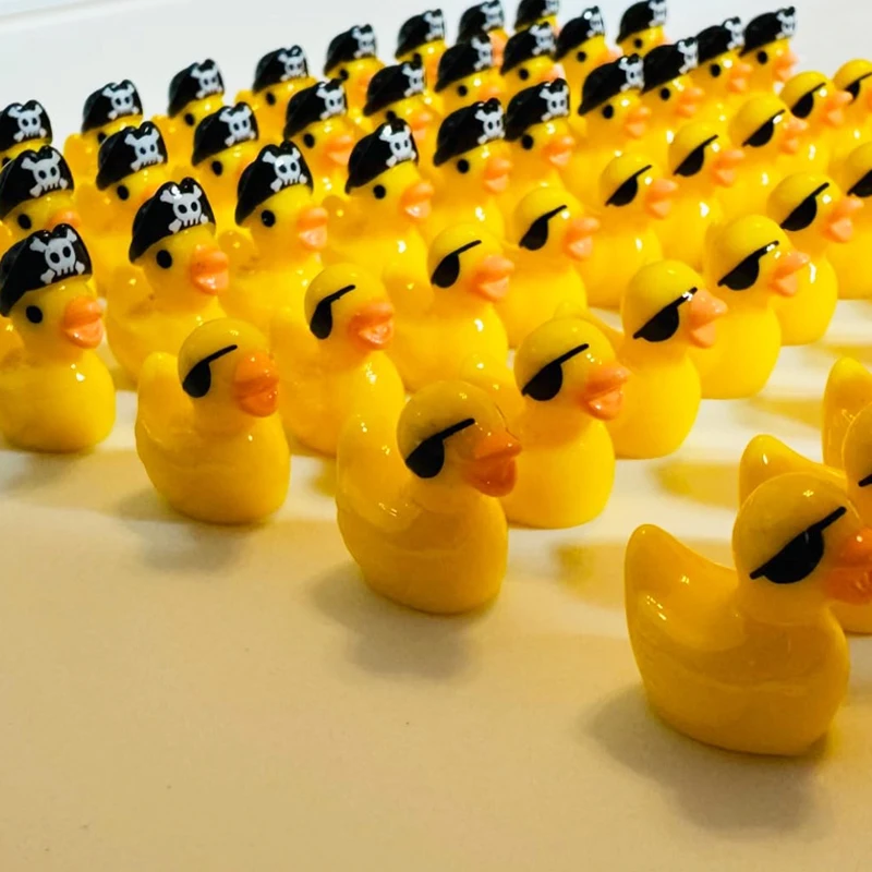 6/12Pcs Mini Resin Pirate Ducks Miniatures, Tiny Animals Figurines for Home Fairy Garden Micro Landscape DIY Craft Decoration