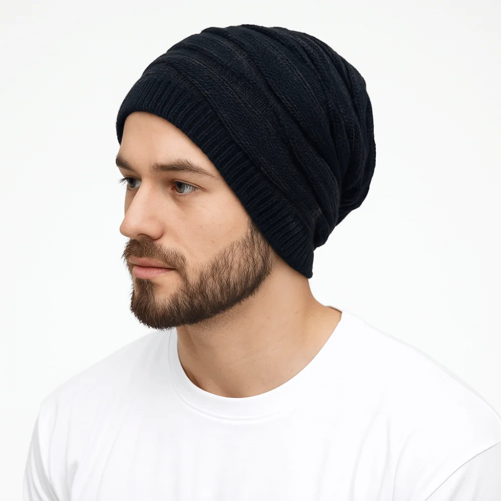 

Casual Woolen Knitted Pullover Hat Velvet Keep Warm Woolen Hat Ear Protection Coldproof Beanies Cap Autumn