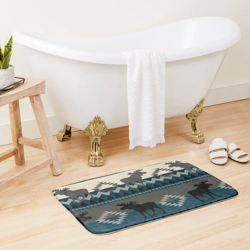 

Moose Design Bath Mat Bedroom Carpet Non-Slip Shower Rooms Toilet Floor Mat