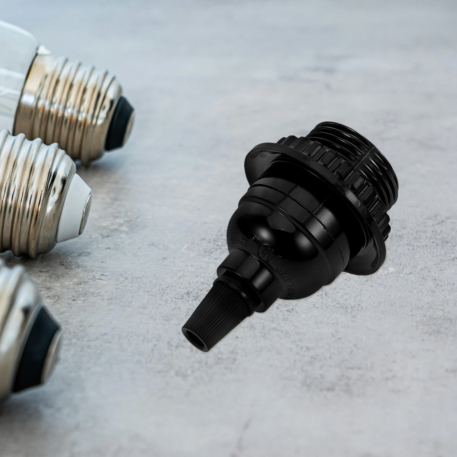 

E26 Lamp Holder Socket Base Light Sockets Black 250V Replacement Parts Component Only Workshop Garage Use