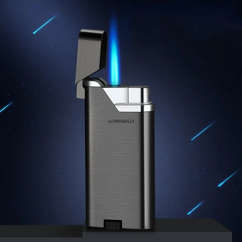 2023 New Metal Direct Charge Windproof Lighter Cool Blue Flame Inflatable Lighter Men\'s High end Gift Smoking Accessories Gadget