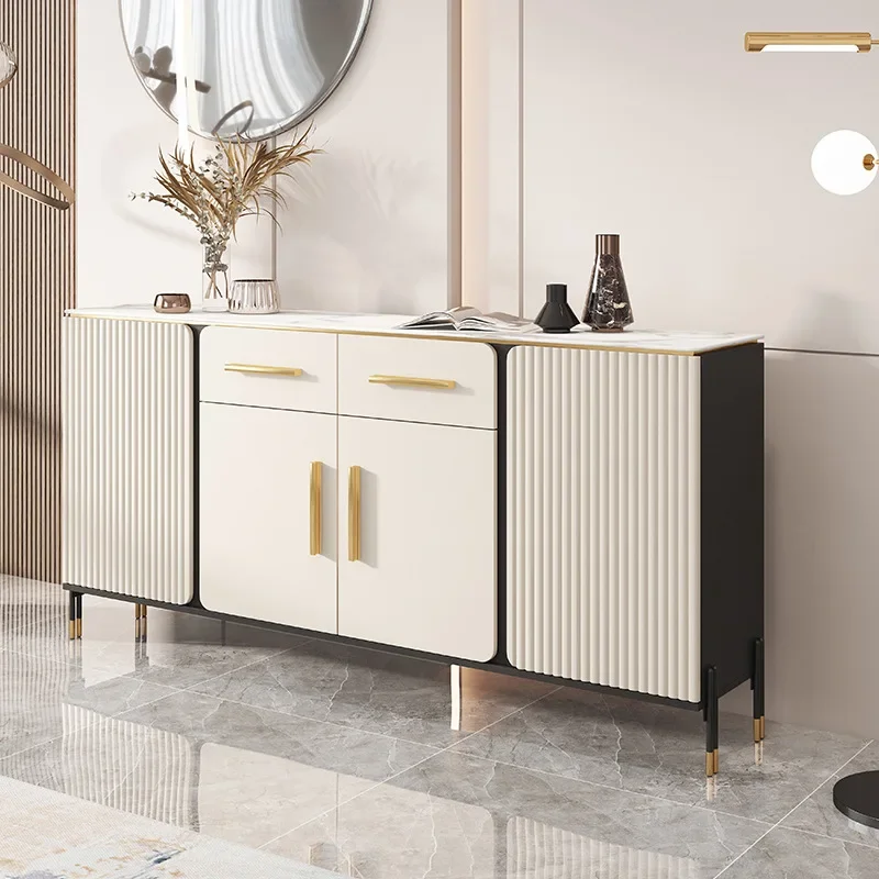 White Sideboard Dining Room Buffet Home Furniture Nordic Cabinet Top Wood High Quality Modern 1 Piece Panel Solid Wood Leg