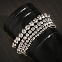 4/5/6/8MM Classic Bronze Bead Bracelet For Men Women Copper Beads Metal Handmade Stretch Bracelet