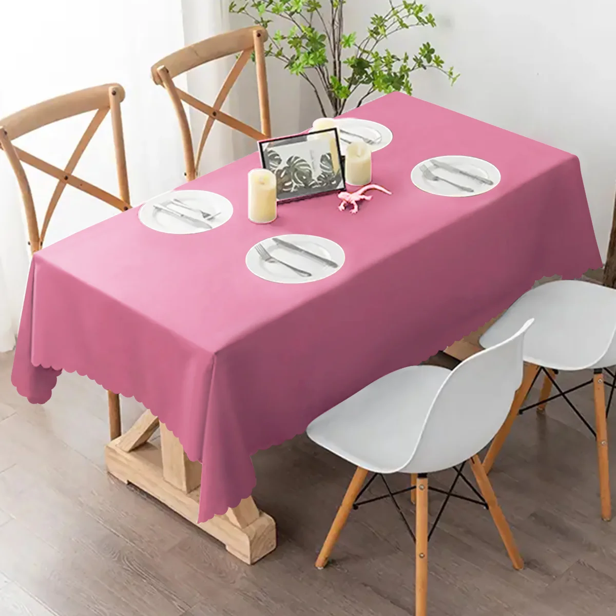 Nappe Solide Lavable et Réutilisable de 180x140cm, Couverture de Table Rectangulaire pour ixd\'Anniversaire et Mariage, Décor de Grill de Bureau