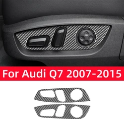 For Audi Q7 2007-2015 Accessories Carbon Fiber Interior Car Seat Adjustment Control Switch Decorative Sticker Cover Trim Frame