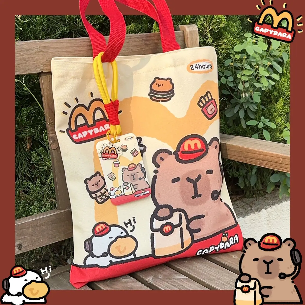 

Canvas Bag Novelty Tote Bag Kapibara with Zipper Inner Daily Large Capacity Shoulder Bag Cartoon Capybara Kawai Hand bags