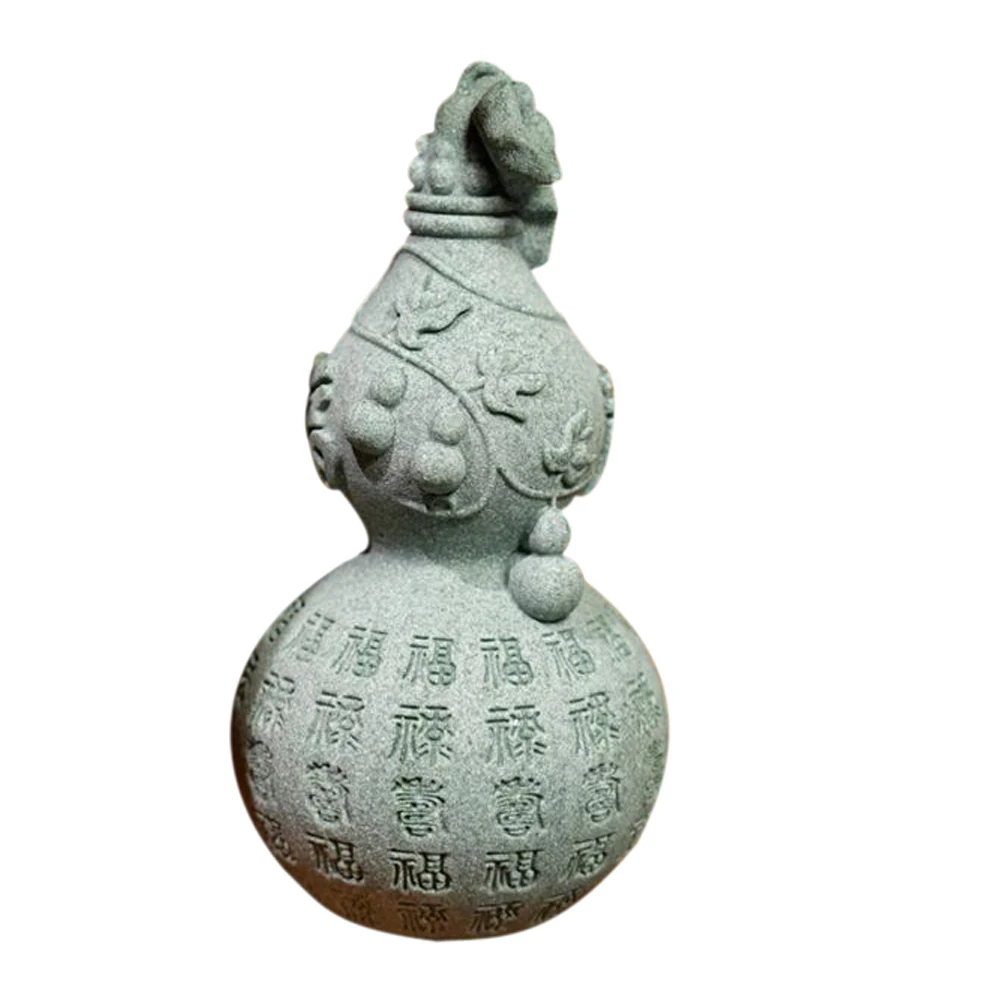

Stone Gourd Ornament Sandstone Vintage Decorative Luck Gourd Statue Desktop Craft Traditional Chinese Home Accent