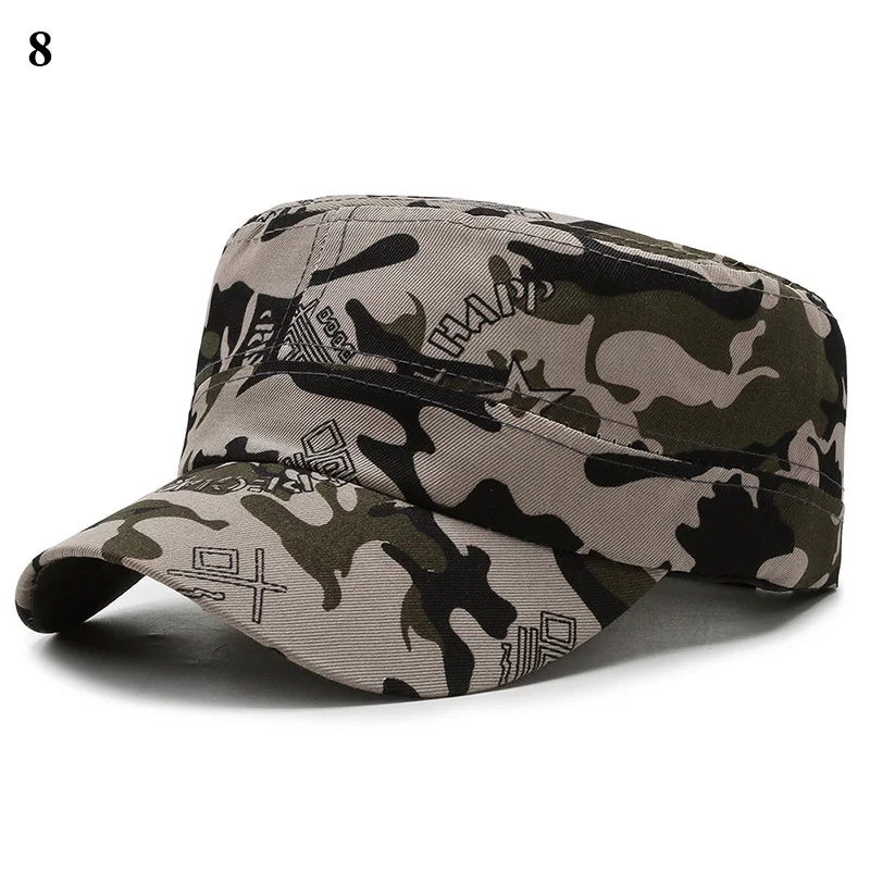 Camouflage Flat Cap Combat Cadet Camo Baseball Hat Adjustable Classic Fashion Soldier Sunshade Hat For Women Men