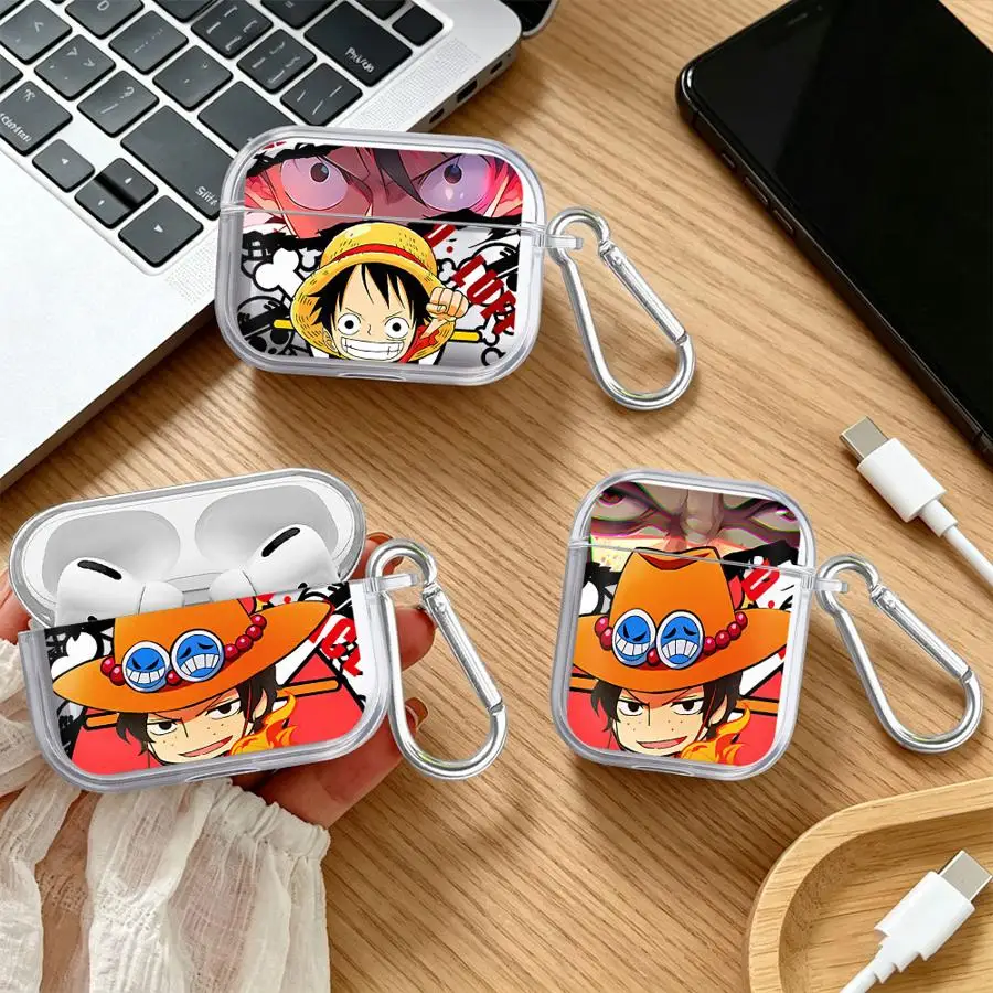 Прозрачные чехлы для наушников Airpods Pro 3, Pro2, 4, 1, One Piece, Ace, Luffy