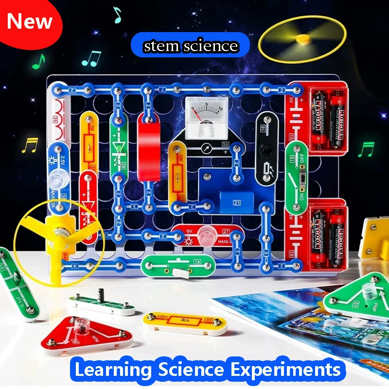 Kit d\'expérimentation scientifique STEM pour enfants, blocs de circuit, physique, jouets électroniques pour élèves du primaire, kits de bricolage