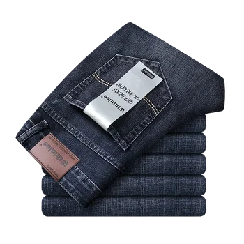 Wthinlee नए बिजनेस पुरुषों की जींस कैज़ुअल स्ट्रेट स्ट्रेच फैशन क्लासिक ब्लू ब्लैक वर्क डेनिम ट्राउज़र पुरुष ब्रांड के कपड़े 10 best sales पेटिट जींस - №4