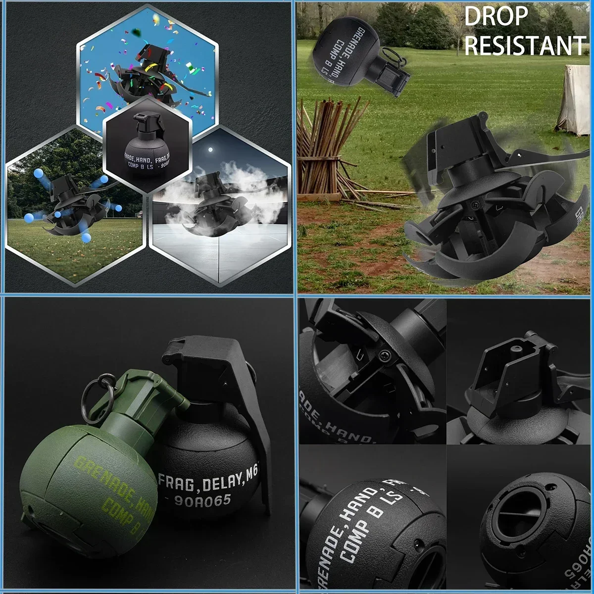 2 قطعة نموذج قنبلة يدوية Airsoft الألوان لعبة اللمسية مع 1 حقيبة الذخيرة متعة تأثير حلقة سحب قنبلة يدوية لعب للبالغين الرياضة في الهواء الطلق #5