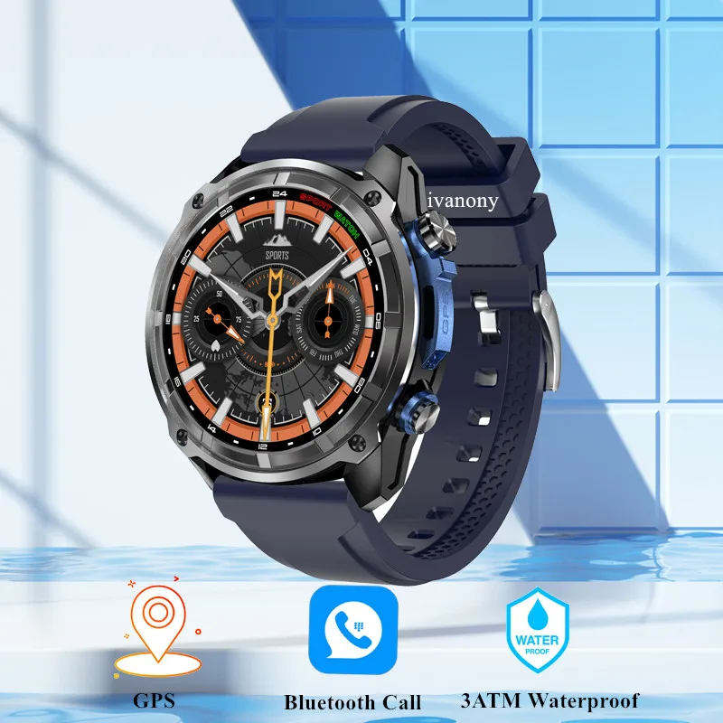 

Sports Smart Watch Men 3ATM Waterpoof 4GB/ROM Compass LED Flashlight Altitude Offline Map GPS 1.43-inch HD Amoled Smartwatch New
