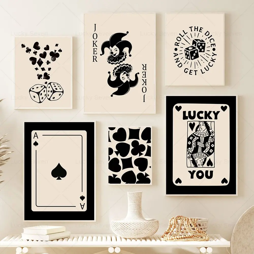 1pc frameless Pop Art Lucky You Poster Trendy Queen Cherry Aesthetic Print Black Pink Card Canvas Painting Wall Picture Y2K Bedr