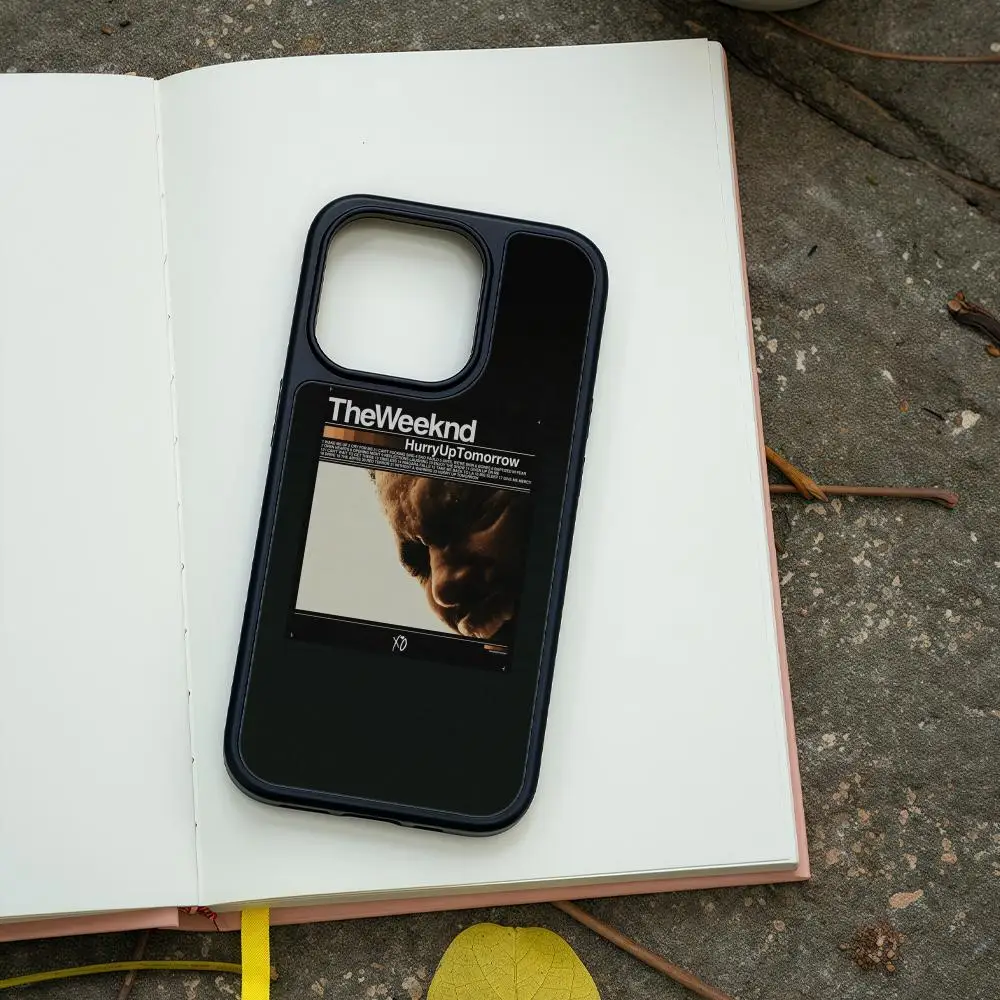 Phone Case For iPhone 17 16 15 14 13 12 Pro Max Plus Black Frame Acrylic Carbon Fiber Hard Shell The Weeknd Hurry Up Tomorrow view 3