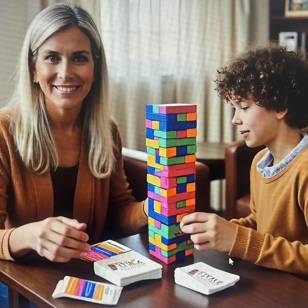 YEHUA Therapy Game: 5-Card Set with 48 Stackable Blocks for Self-Esteem, Junior, Teen/Adult, Life Skills & Icebreakers