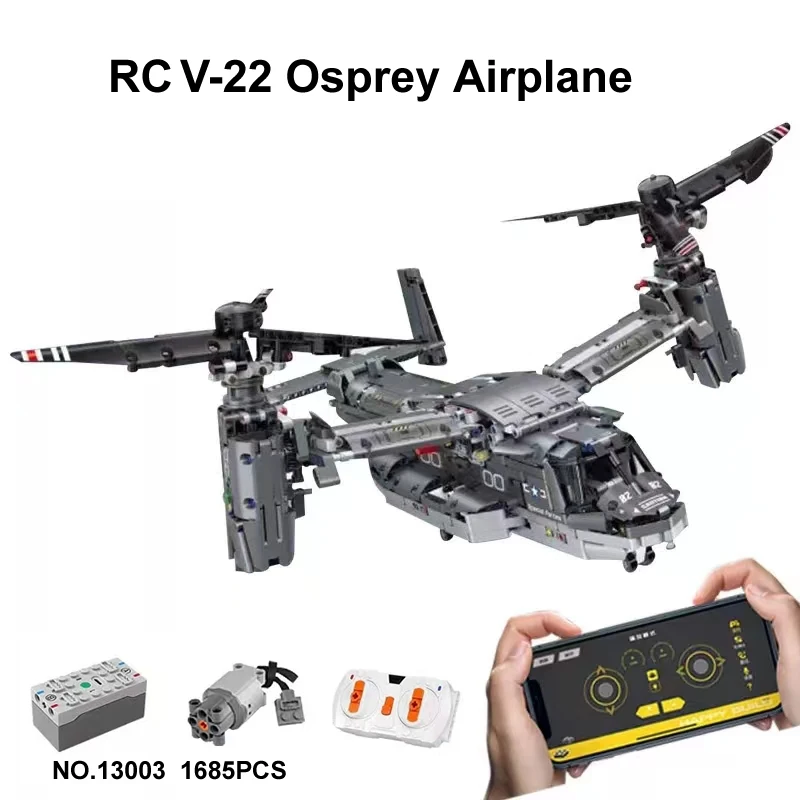 

13003 WW2 Military Toys Remote Control The V-22 Osprey Airplane Model Building Blocks Brick Fighter Kids Christmas Gifts 42113