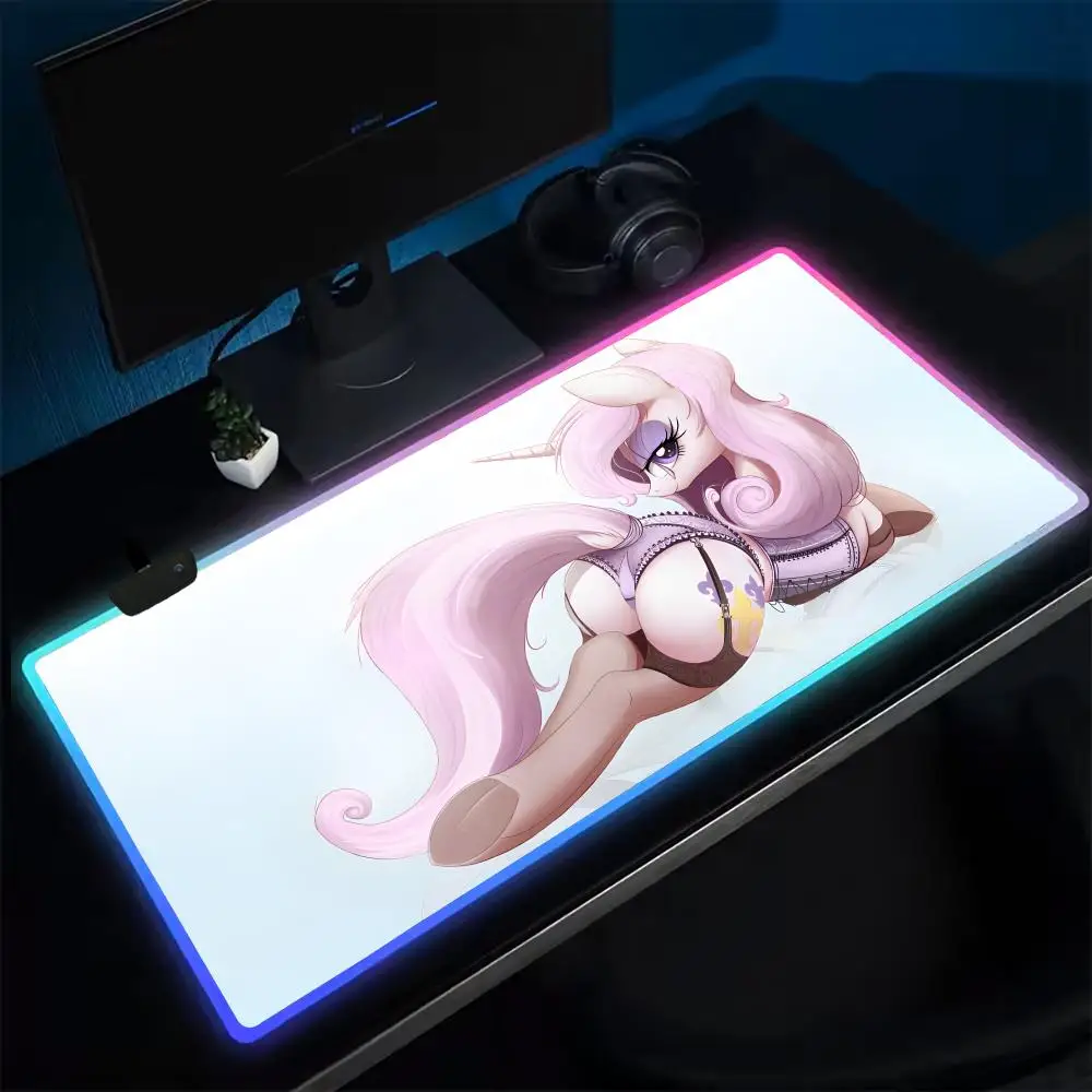 HOT L-Little P-Pony Mouse Pad Anime Gaming Mouse Pad LED Table Pads Backlit Rubber Desktop XXL Mousepad RGB Desk Mats