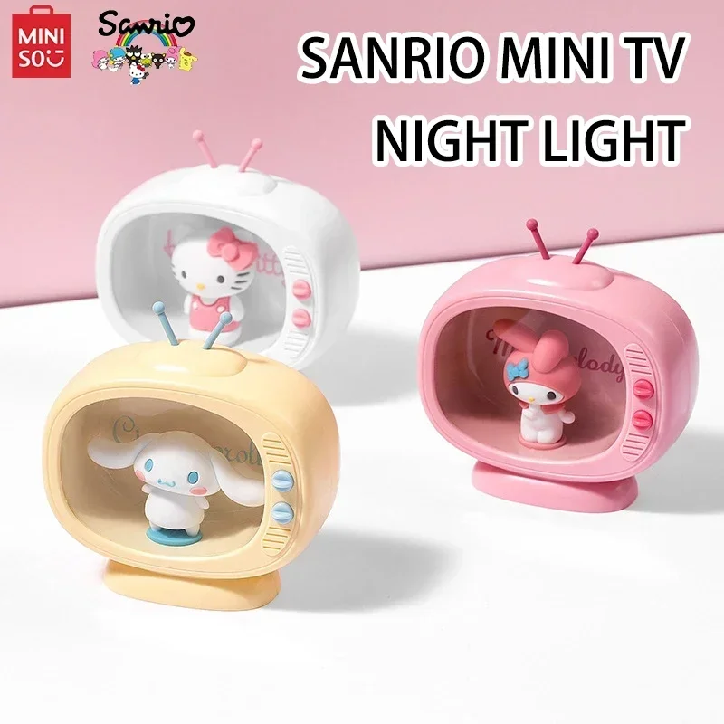 

MINISO Sanrio TV-shaped Night Light, Cute Hello Kitty Cinnamoroll Luminous Ornament Children's Toy Model Christmas Gift