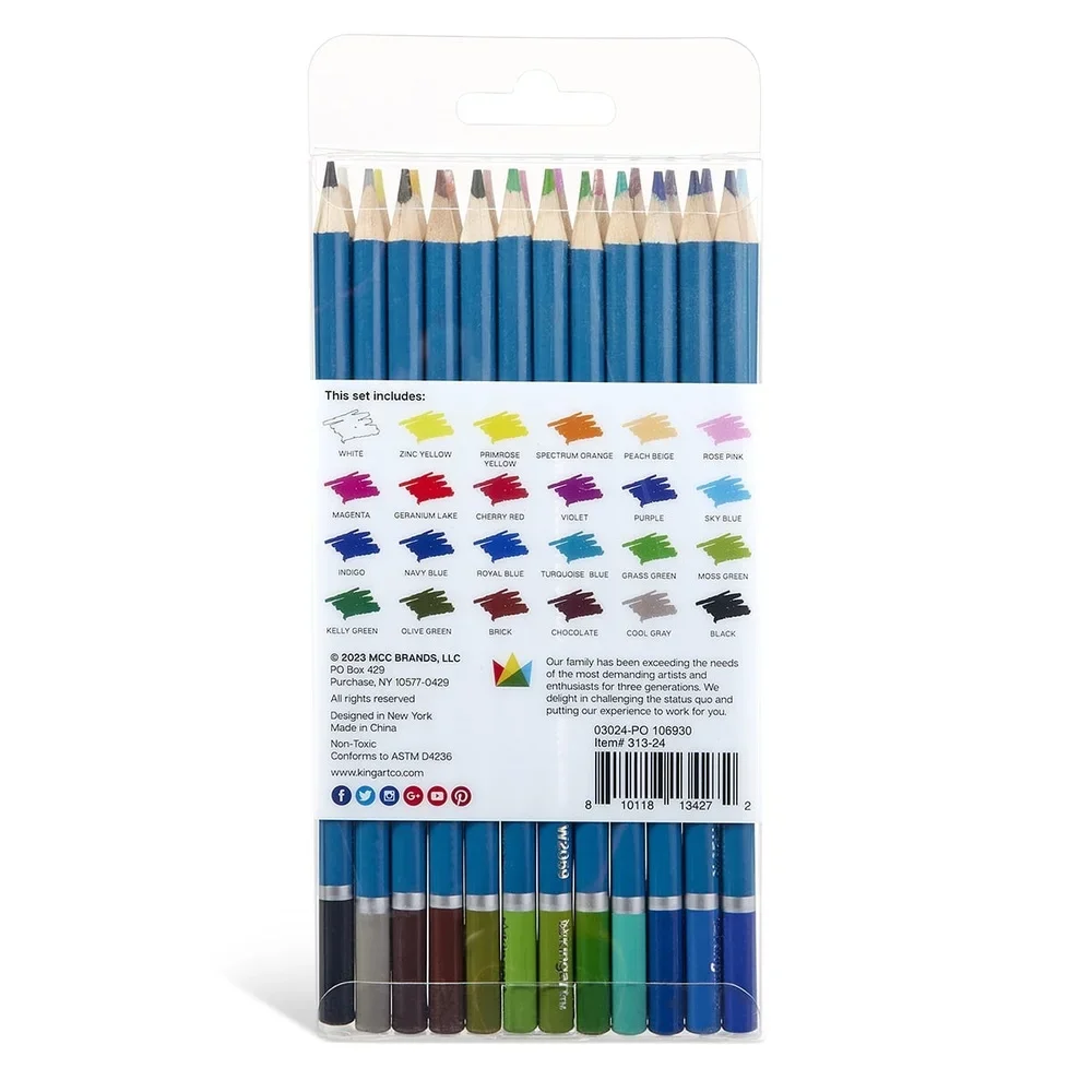 مجموعة أقلام ألوان مائية مكونة من 24 قطعة من أصباغ نابضة بالحياة ومزج سلس ونوى متينة ومستلزمات فنية وأدوات الرسم لجميع الأعمار