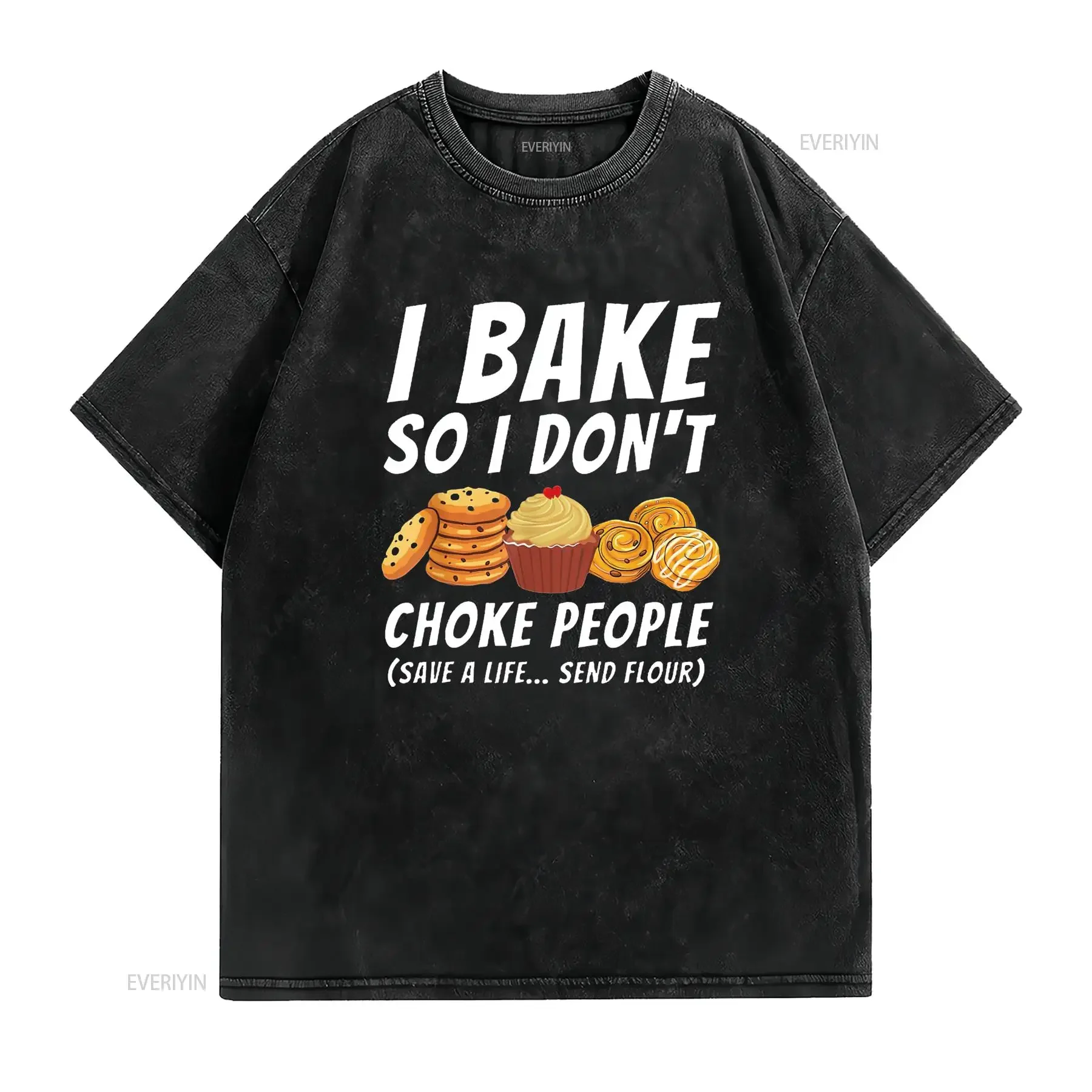Womens I Bake So Don t Choke People Funny Baker Pastry Baking Shirt vintage Washed Breathable Stretched Slightly Versatile