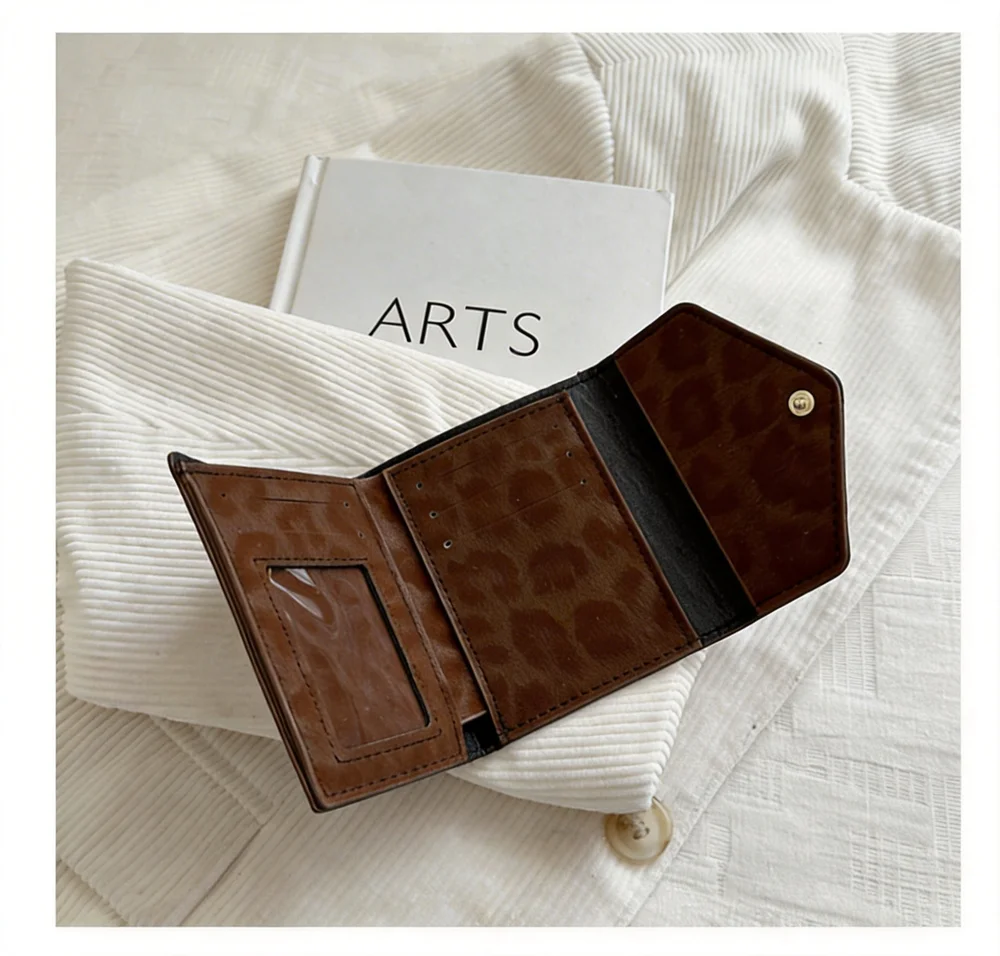 Credit Card Case Lightweight Pu Leather Wallet Women'S Wallet Leopard Leopard Print Card Holder For Women'S Accessory Credit
