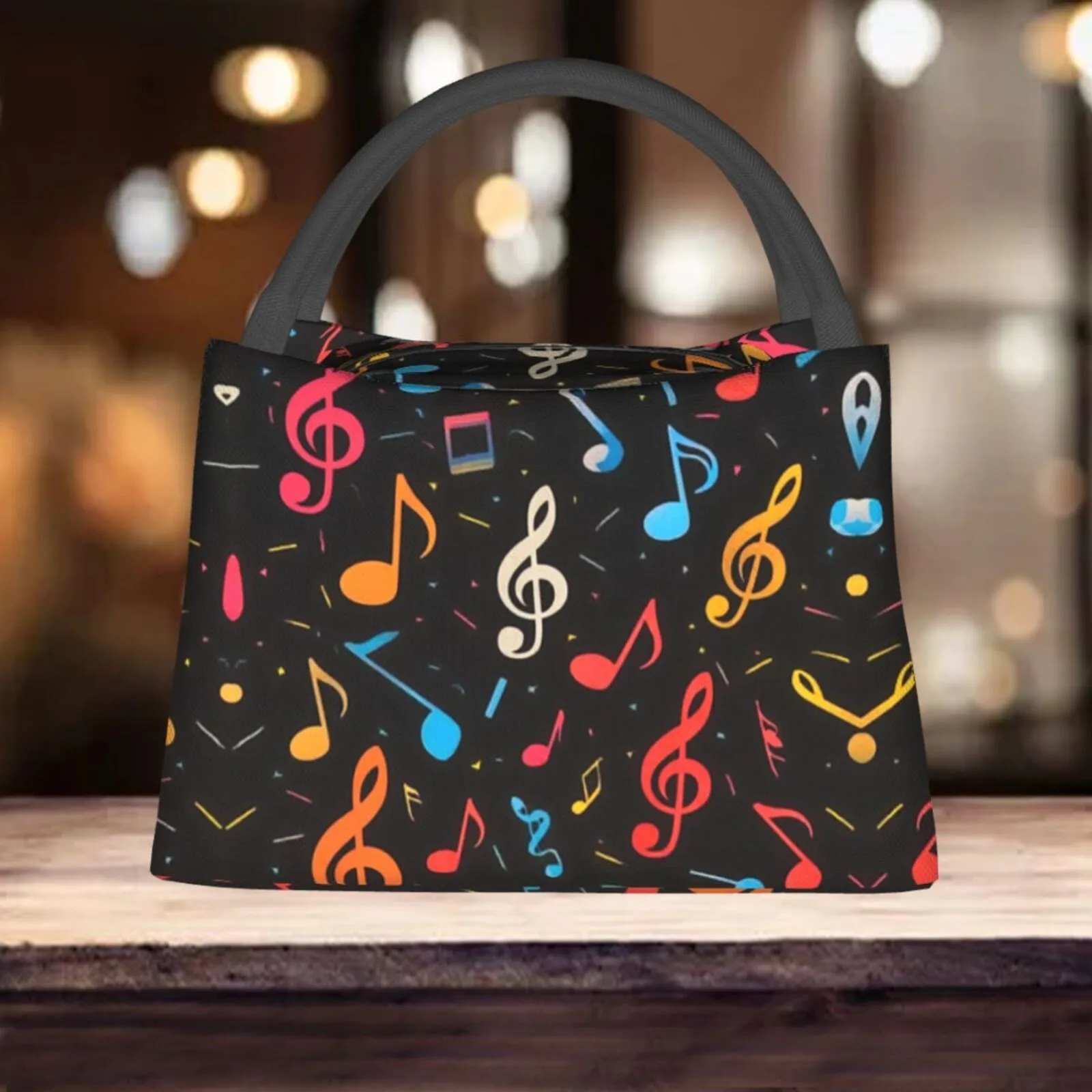 

Musical Notes Lunch Bag Insulated Cooler Tote Durable Polyester Oxford Office Picnic Bag