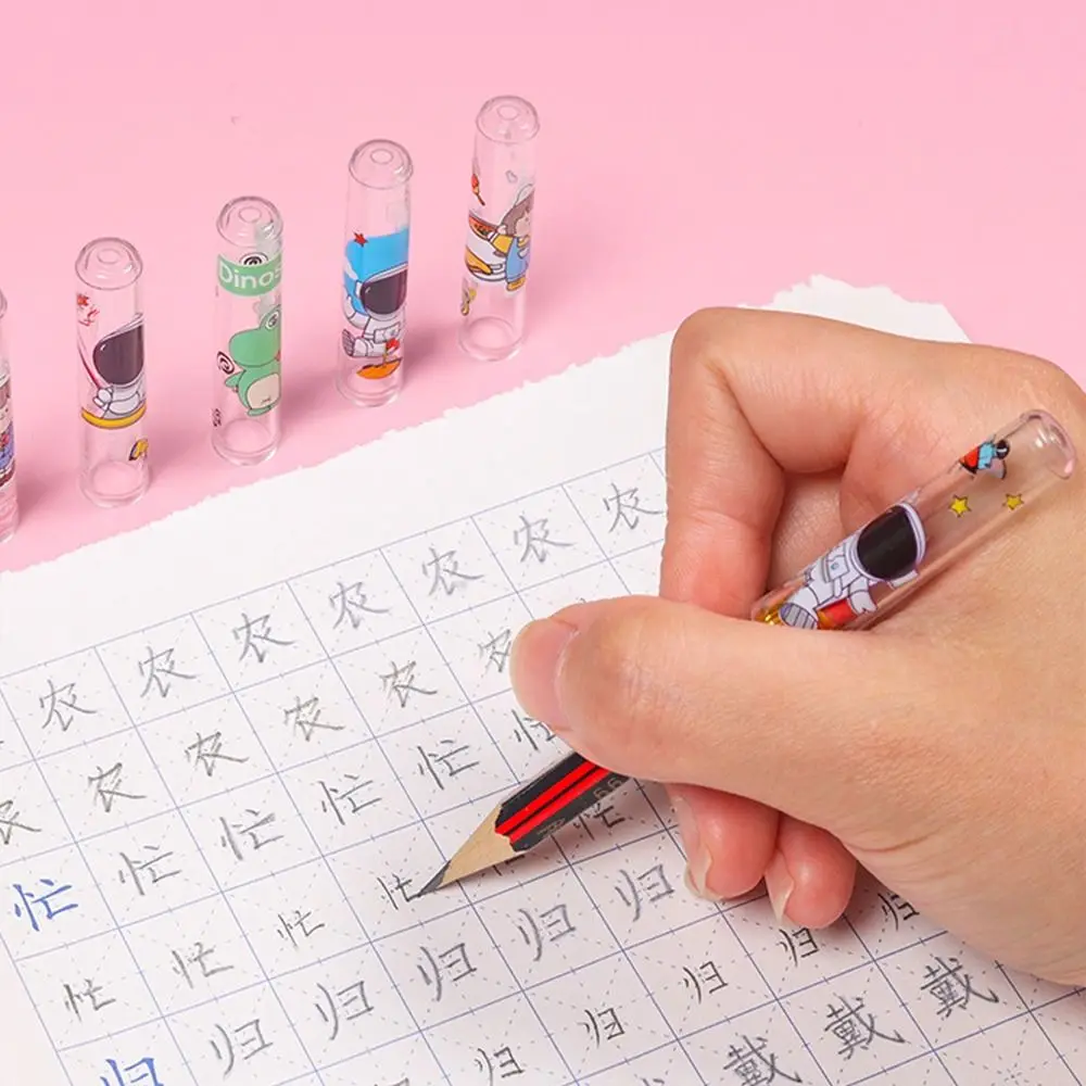 Pencil Protective Cover Pen Pencil Caps Pencil Protector Stationery Grip Pen Pencil Lid Multi-pattern Pencil Extender Stationery