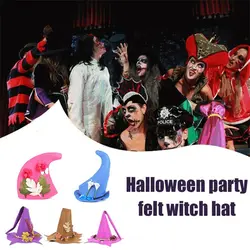 Halloween Party Felt Witch Hats Fashion Adjustable Witch Peaked Hat Cosplay Magic Wizard Hat for Party Clothing Props