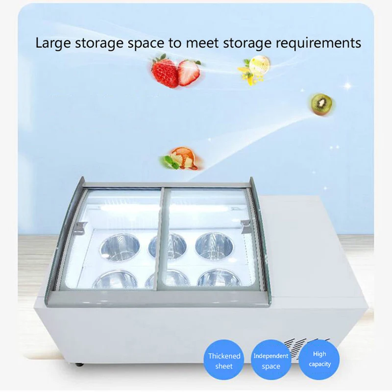 

Морозильная камера большой емкости 220 В Коммерческая витрина для мороженого Многофункциональный шкаф для жесткого мороженого на продажу