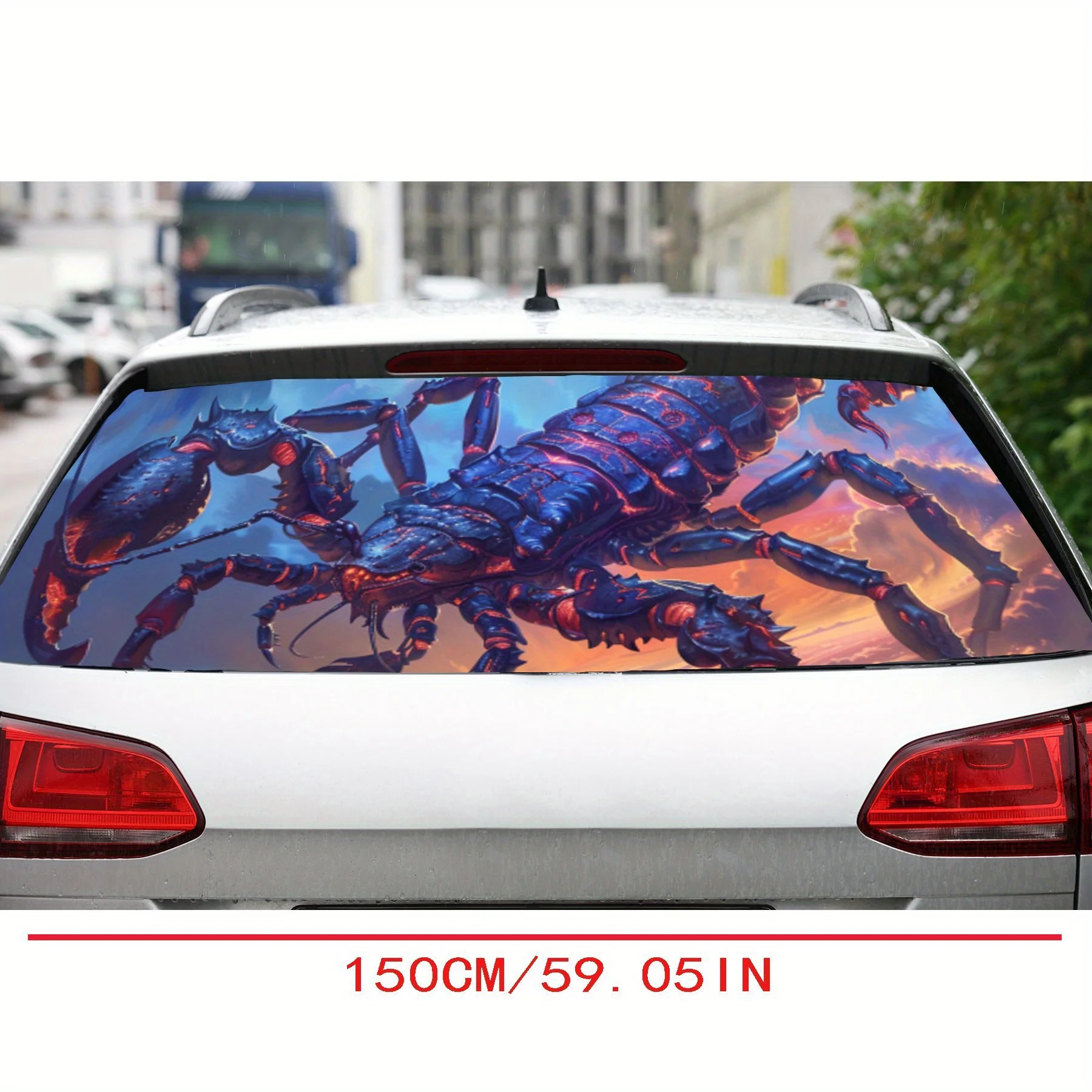 الخيال العلمي-في روبوت العقرب طباعة سيارة الزجاج الأمامي الخلفي ملصق شاحنة نافذة انظر من خلال نافذة خلفية مثقوبة الفينيل التفاف ملصق مائي الذاتي