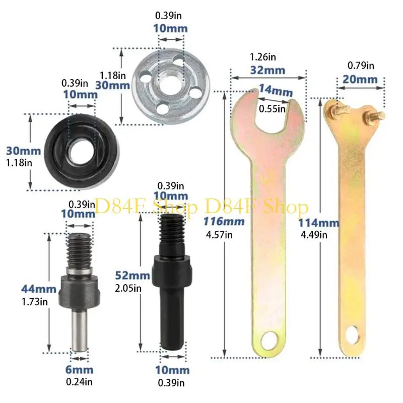 D84F 10Pcs Electric Drill Convert Angled Grinder Metal Connecting Rod Set Grinding Connection Adapter For Cutting Disc
