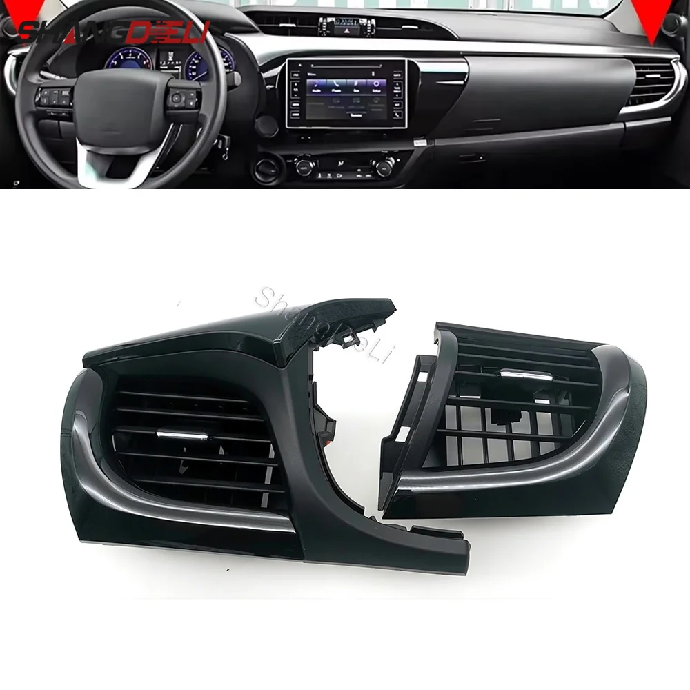 2PCS Black Left Right Dash AC Vent Grille Assembly Replacement For Toyota Hilux 2016-2024 Air Outlet