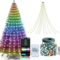 1.8CM/2.1CM RGB Christmas Tree Waterfall Lights With Star Topper,APP Remote Control LED String Lights Multicolor Fairy Light Indoor Outdoor 8