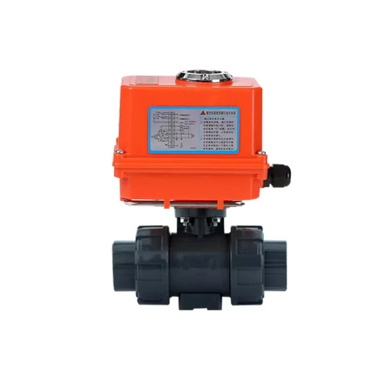 Q911S-10 Mini UPVC Electric Ball Valve Stainless Steel Thread Union Motorized PVC Actuator Valve Plastic Air Valve